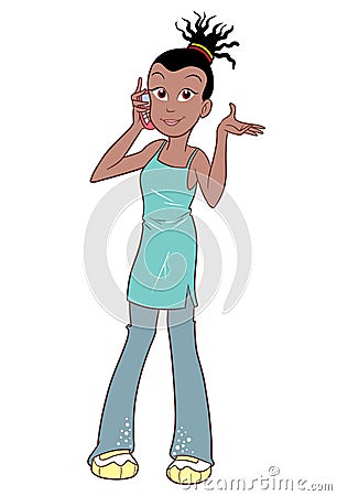 Cool teenage girl using cellphone Vector Illustration