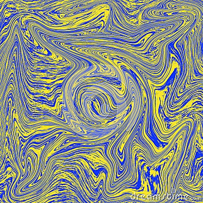 Cool texture liquid marble combination of yellow and blue Stock Photo