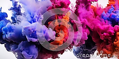 Cool Tones Embrace: Abstract Smoke Dance in Blue and Purple Hues. AI generation Stock Photo