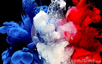 Cool trending screensaver.. France flag made of colored ink on a black background Stock Photo