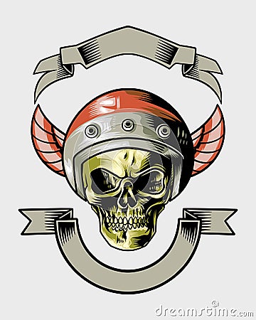 cool unique helmet skull logo Vector Illustration