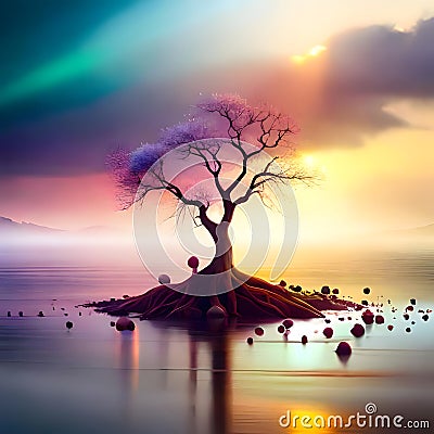 Cool and unusual tree - ai generated image Cartoon Illustration