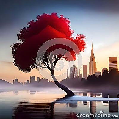 Cool and unusual tree - ai generated image Cartoon Illustration