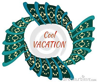 Cool vacation emerald shell frame Vector Illustration