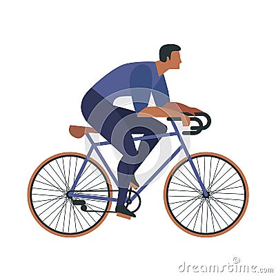 Cool vector character design on adult young man and woman riding bicycles. Stylish male and female hipsters on bicycle Vector Illustration