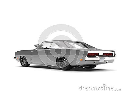 Cool vintage silver American muscle car - rear view Stock Photo