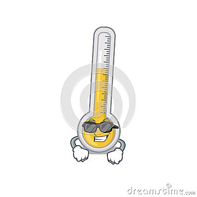 Cool warm thermometer cartoon character wearing expensive black glasses Vector Illustration