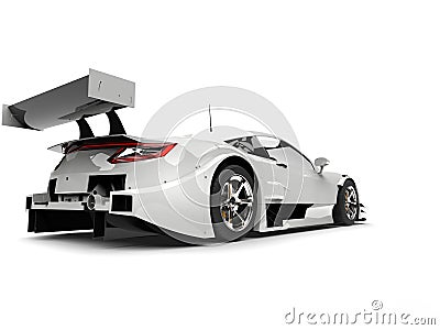 Cool white modern race super car - tail view Stock Photo