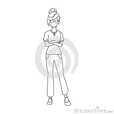 Cool woman stading icon, flat design Vector Illustration