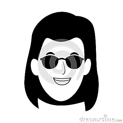 Cool woman with sunglasses icon, flat design Vector Illustration