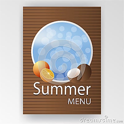 Cool wooden menu template for bar or restaurant Vector Illustration