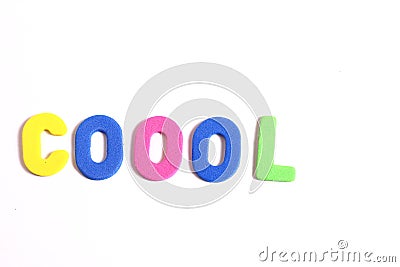 Cool word lettering, colored letters on white Stock Photo