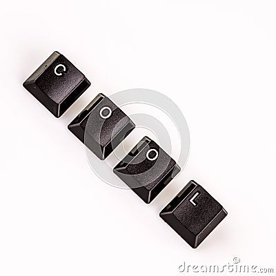 Cool word written with black computer buttons over white Stock Photo