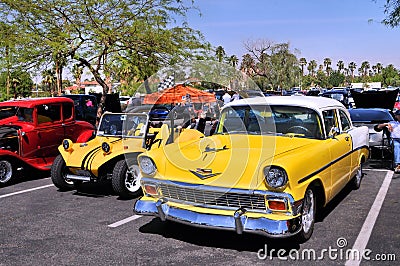 Cool 1956 Yellow Chevrolet With White Top Editorial Stock Photo