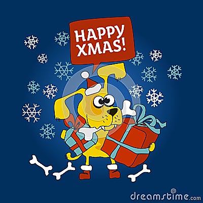 Cool yellow dog mascot cartoon. Vector Illustration