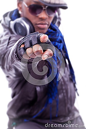 Cool Young Black men pointing Stock Photo