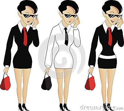 Cool young woman in costume Vector Illustration