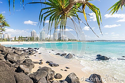 Coolangatta beach on a clear day looking towards Kirra Beach on the Gold Coast Stock Photo