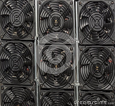 Cooler for power source of computer fan airflow bitcoin mining Stock Photo