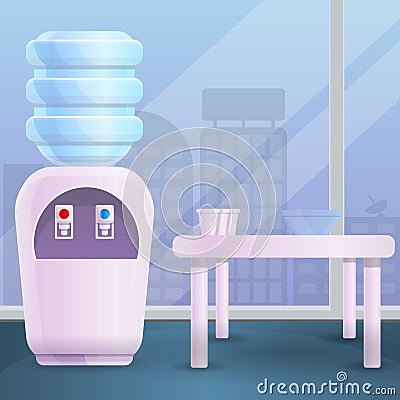 Cooler water office concept background, cartoon style Vector Illustration