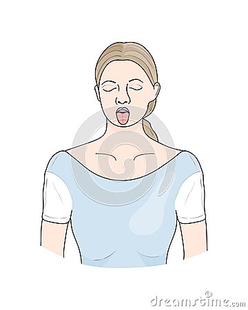 The Cooling Breath: Sheetali Pranayama. Vector Vector Illustration