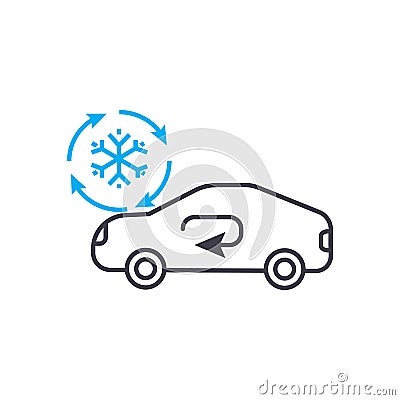 Cooling car system vector thin line stroke icon. Cooling car system outline illustration, linear sign, symbol concept. Vector Illustration