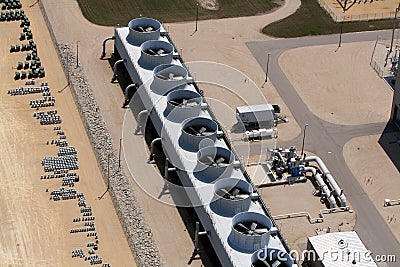 Cooling fans at power plant Stock Photo