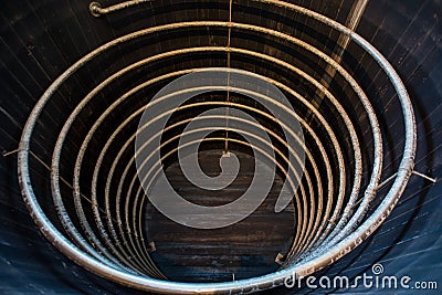 Cooling Hoop in Bourbon Mash Tank Stock Photo