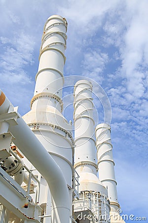 Cooling tower of oil and gas plant, hot gas from the process was cooling as the process Stock Photo