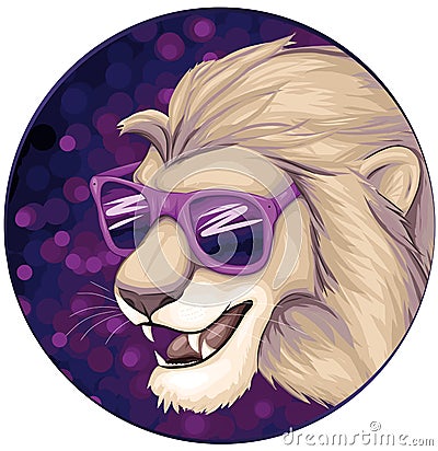 Cool lion with sunglasses on Vector Illustration