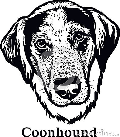 Coonhound - Funny Dog, Vector File, Cut Stencil for Tshirt Vector Illustration