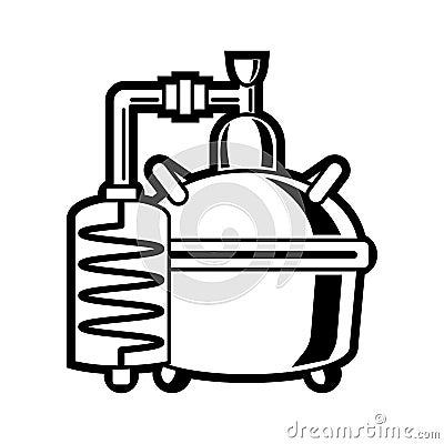 Cooper alcohol distillation unit alembic. Vector Illustration