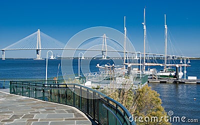 Cooper River Bridge and Marina Stock Photo