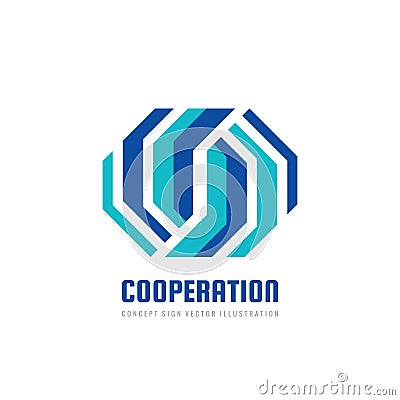 Cooperation - abstract business logo design. Development strategy sign. Design element. Vector illustration. Vector Illustration