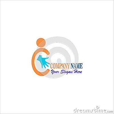 Cooperation Abstract Vector Sign, Symbol or Logo Template. Hand Shake Incorporated in Letter C Concept. Isolated Stock Photo