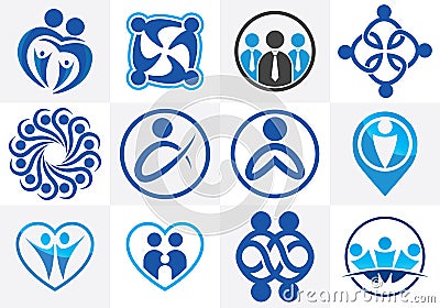 Cooperation Abstract Vector Sign, Symbol, or Logo Template. Teamwork logo vector Vector Illustration