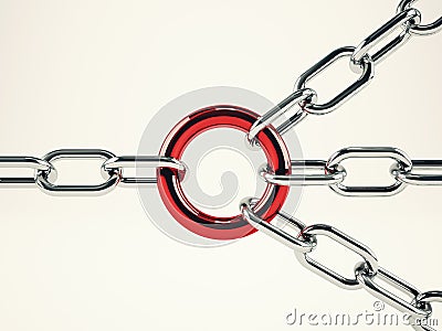 Cooperation business concept with chains. mixed media Stock Photo