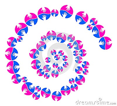 Cooperation Hands Icon Spiral Swirl Collage Vector Illustration