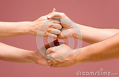 Cooperation hands + PATH Stock Photo