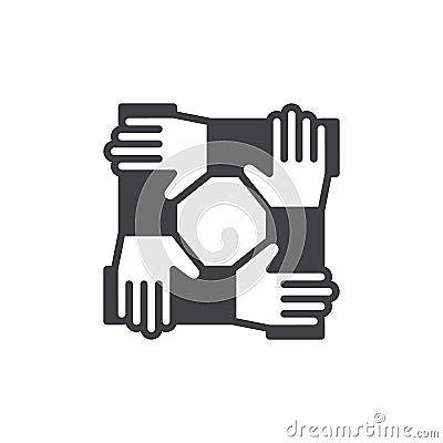 Cooperation hands, teamwork icon vector, filled flat sign, solid pictogram isolated on white. Symbol, logo illustration. Pixel per Vector Illustration