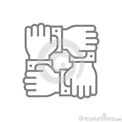 Cooperation line icon. Team work, solidarity symbol Vector Illustration