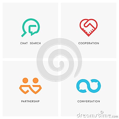 Cooperation logo set Vector Illustration