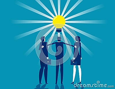 Cooperation to create new things Make the light bulb brighter Vector Illustration