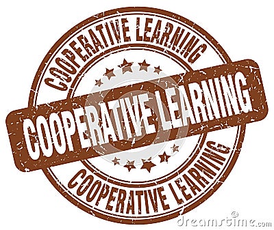 Cooperative learning brown stamp Vector Illustration