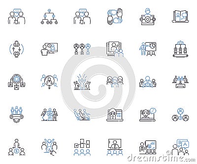 Cooperative Members line icons collection. Collaboration, Unity, Empowerment, Solidarity, Teamwork, Support, Community Vector Illustration
