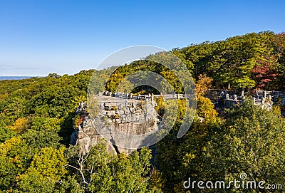 Coopers Rock state park overlook over the Cheat River in West Virginia with fall colors Stock Photo