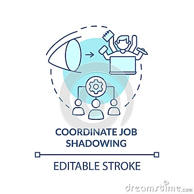 Coordinate job shadowing turquoise concept icon Vector Illustration