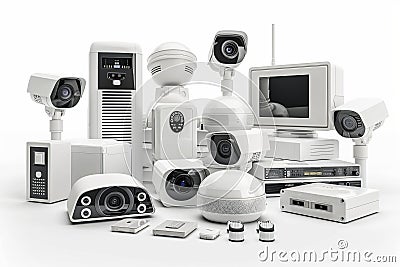 Coordinate network security with camera systems, ensuring high-definition communication and encrypted digital signaling for secure Cartoon Illustration
