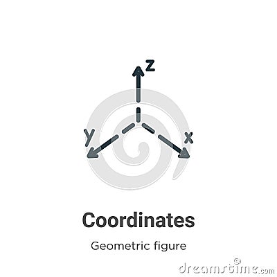 Coordinates outline vector icon. Thin line black coordinates icon, flat vector simple element illustration from editable geometric Vector Illustration