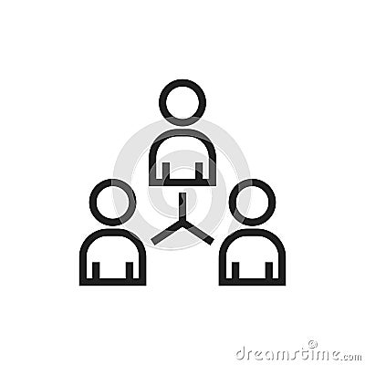 Coordinating people icon vector on white background. Businessman teamwork organization Stock Photo